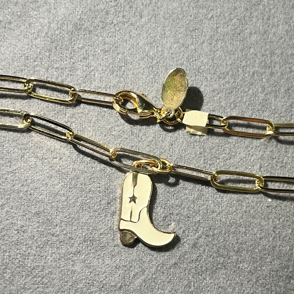 Gold Cowboy Boot Charm Necklace